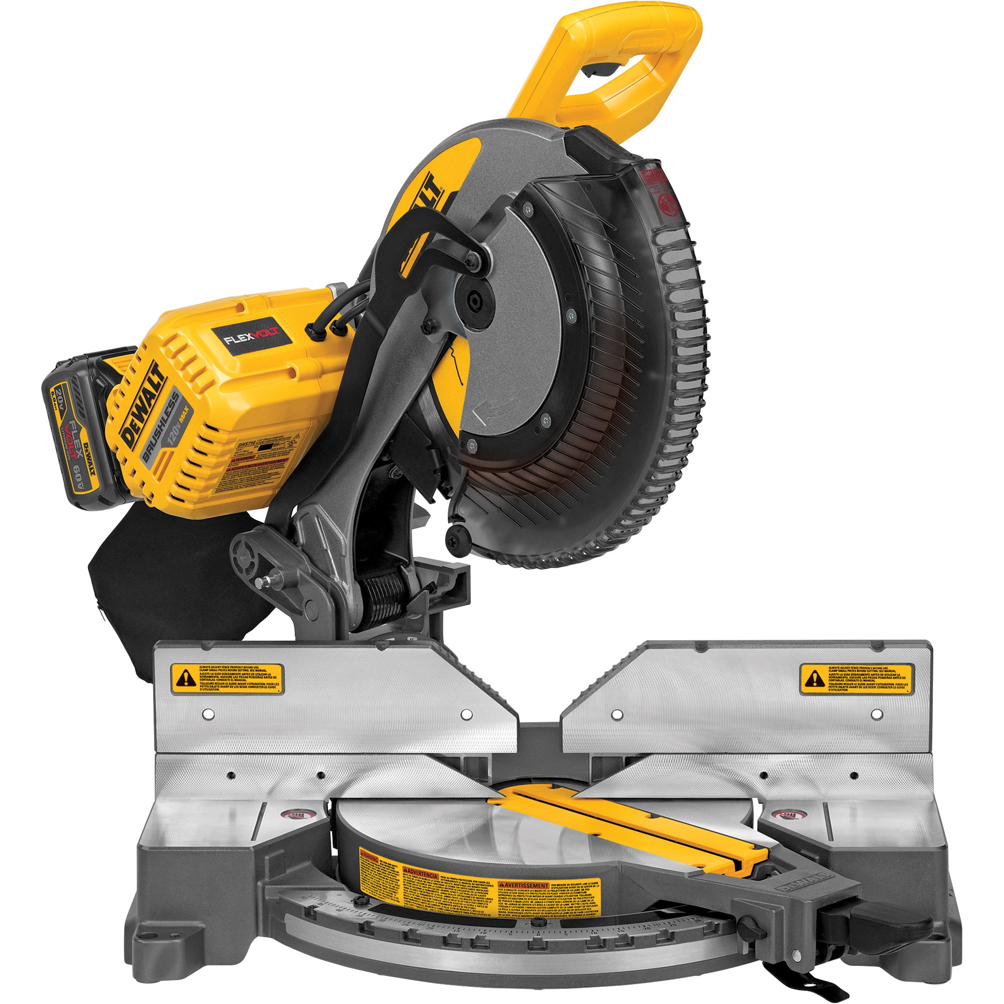FREE SHIPPING — DEWALT FLEXVOLT 120 VOLT MAX 12in. Double Bevel Compound Miter Saw Kit — With (2) 20V/60V FLEXVOLT MAX Batteries, Charger and 120 Volt AC Adapter, Model# DHS716AT2